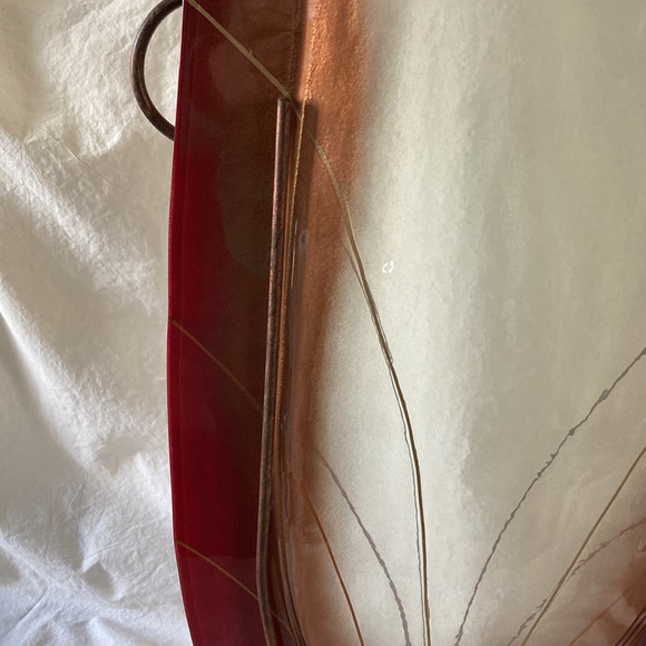 Mark Hines Sculpture Vase Slumped Glass Red Gold. Signed - Picture 9 of 15